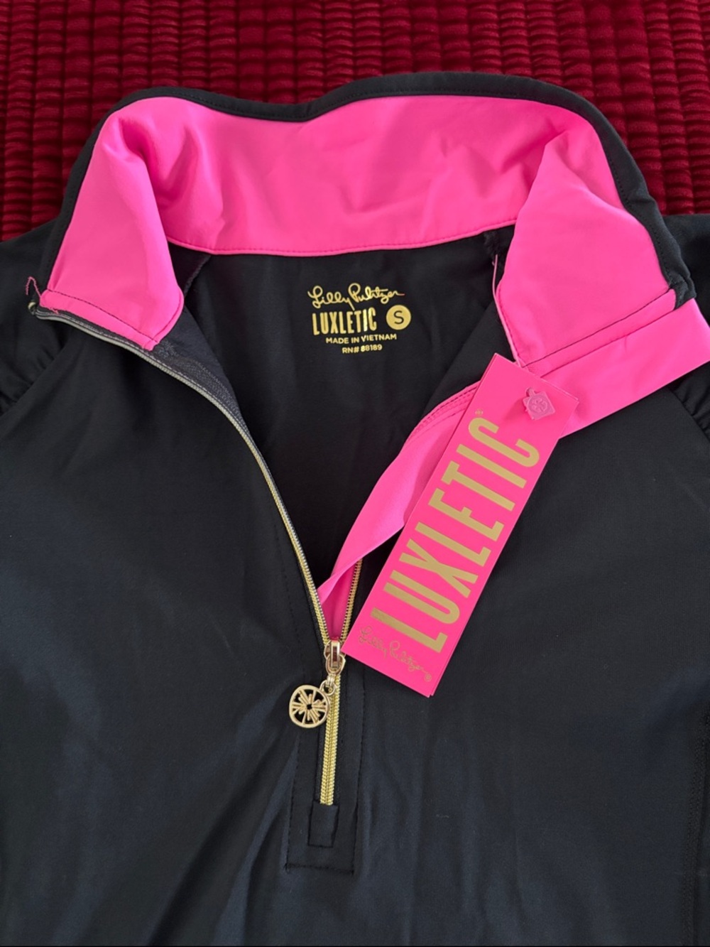 Lilly Pulitzer Black Pullover with Hot Pink Trim - Picture 2 of 2